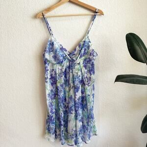 Oscar De La Renta Pink Label Babydoll Slip Nightgown Medium Floral Coquette